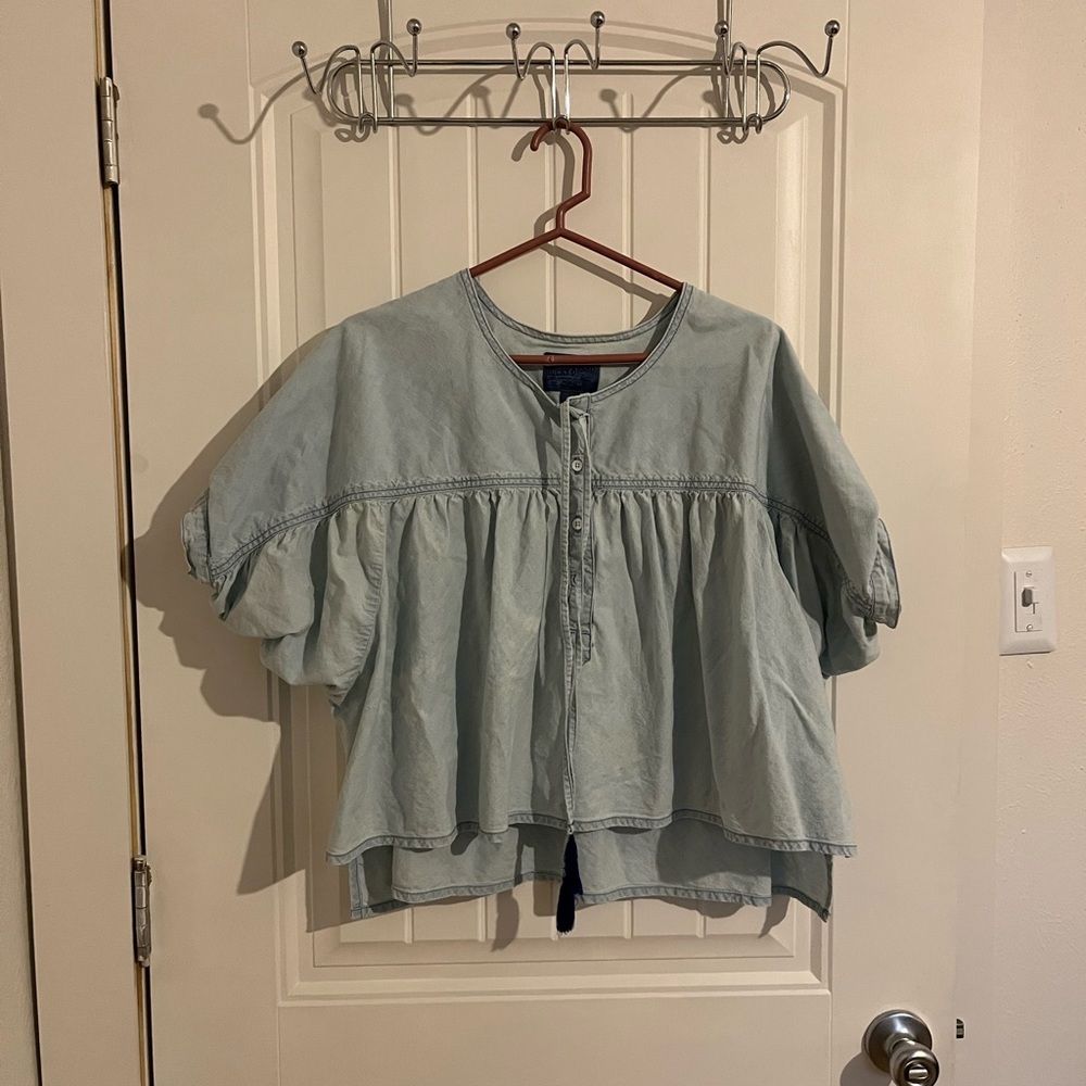 Lucky Brand Denim Chambray Shirt Blouse